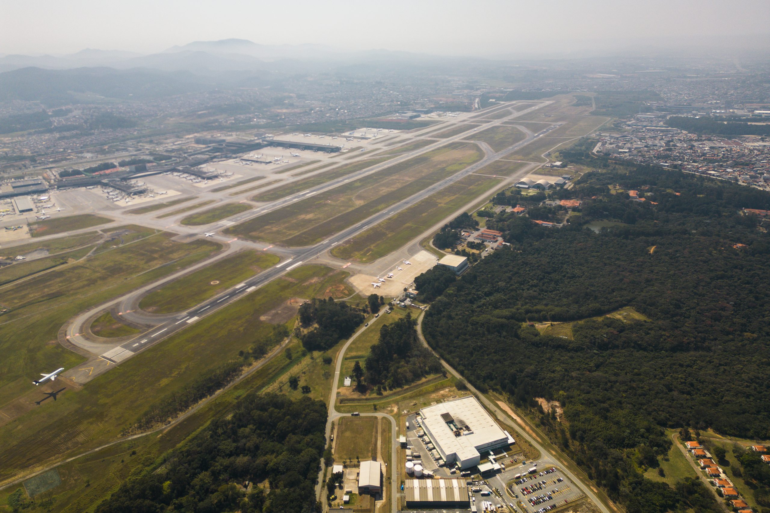 Aerial View of Runway and Airport of Guarulhos International, Sao Paulo, Brazil Aerial View of Runway and Airport of Guarulhos International, Sao Paulo, Brazil