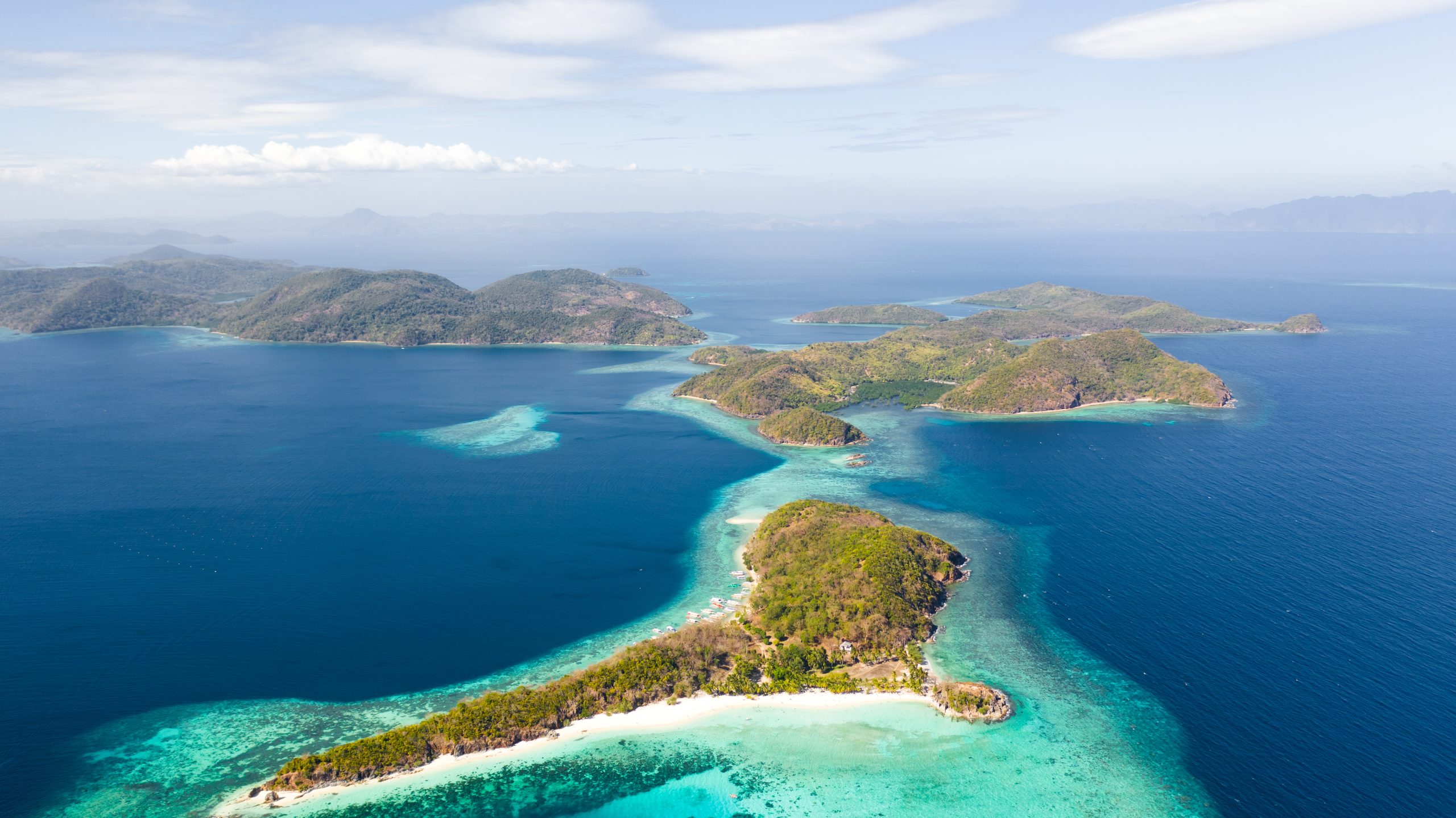 Beautiful archepilag with coral reefs.Philippine Island, aerial view Australia & Oceania